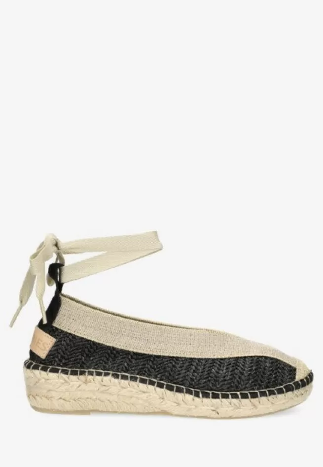 Shabbies Amsterdam Espadrilles>Espadrille Palma Kimono Raffia Black