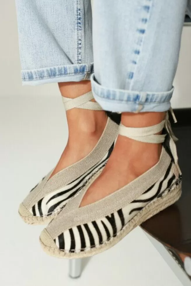 Shabbies Amsterdam Espadrilles | Loafers>Espadrille Palma Kimono Zebra Zwart/Wit